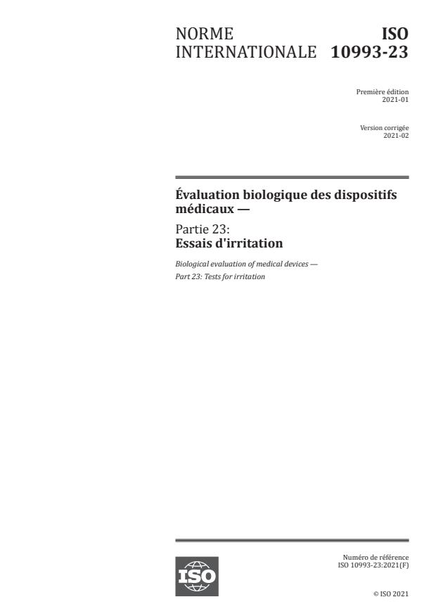 ISO 10993-23:2021 - Évaluation biologique des dispositifs médicaux
