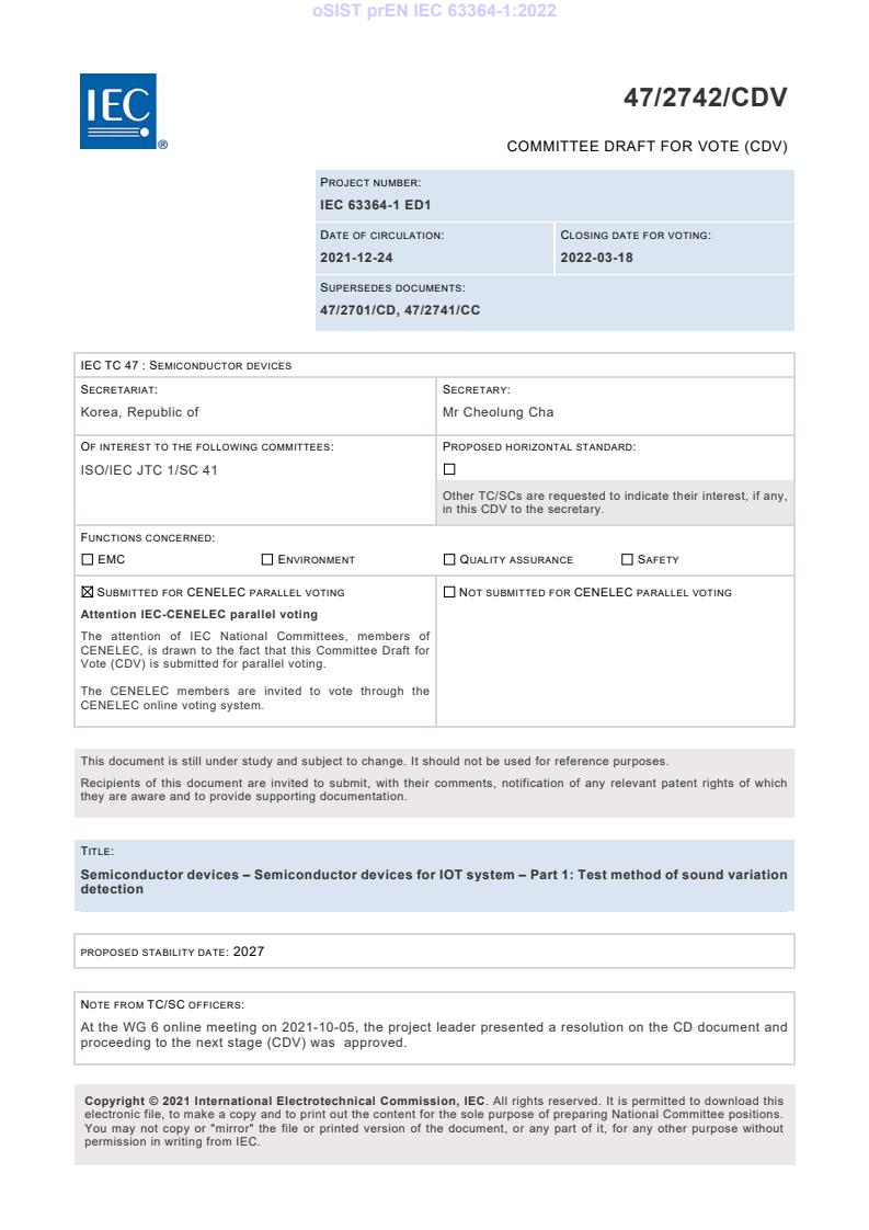 prEN IEC 63364-1:2022