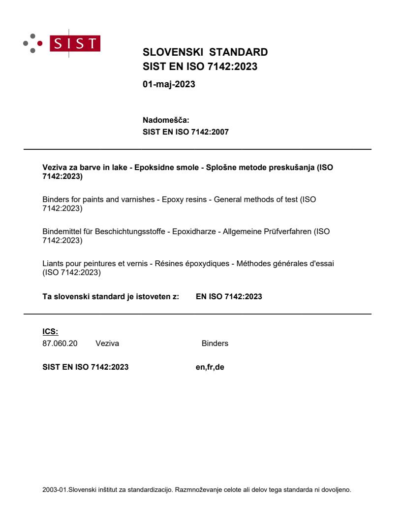 EN ISO 7142:2023