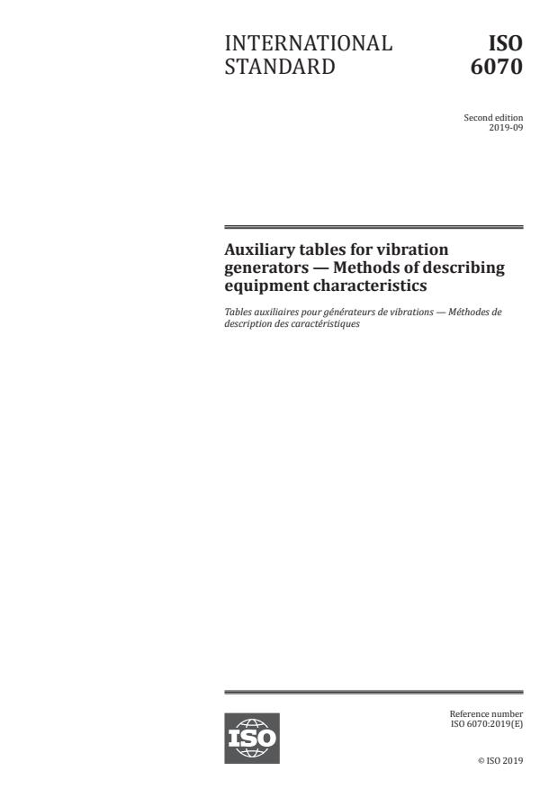 ISO 6070:2019 - Auxiliary tables for vibration generators -- Methods of describing equipment characteristics