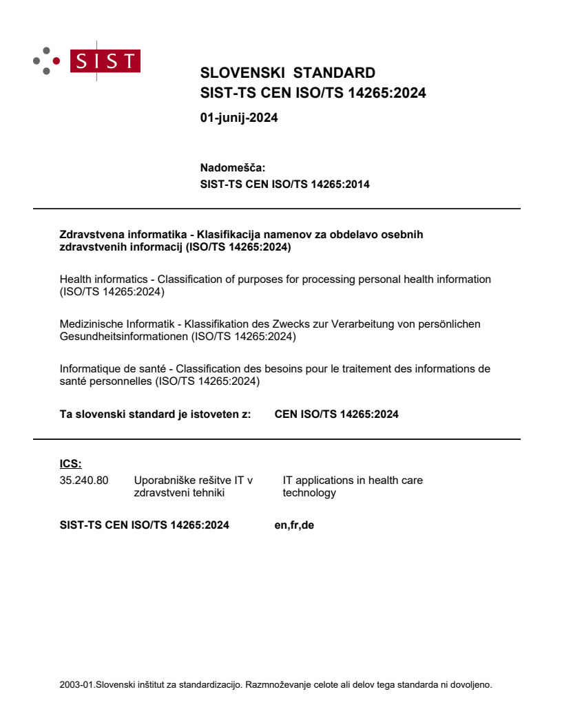 TS CEN ISO/TS 14265:2024
