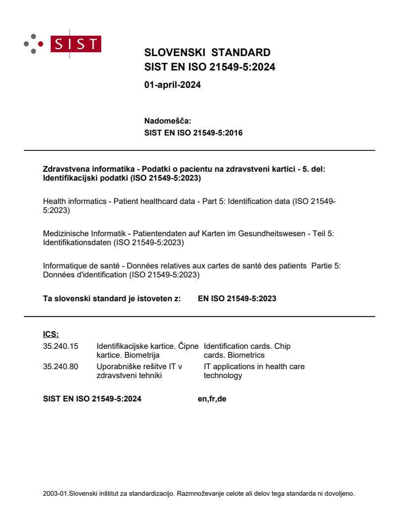 EN ISO 21549-5:2024