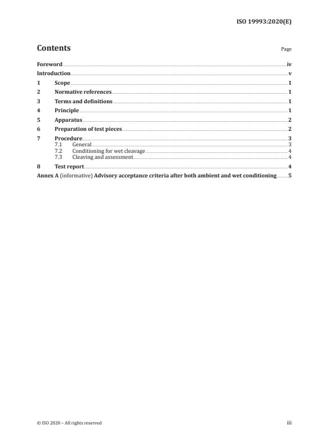 ISO 19993:2020 - Timber structures -- Glued laminated timber -- Face and edge joint cleavage test