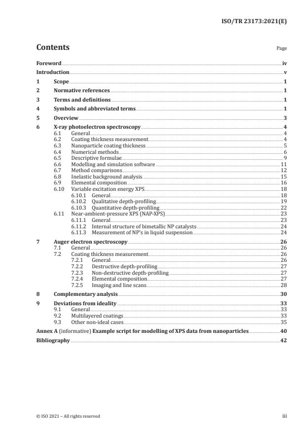 ISO/TR 23173:2021 - Surface chemical analysis -- Electron spectroscopies -- Measurement of the thickness and composition of nanoparticle coatings