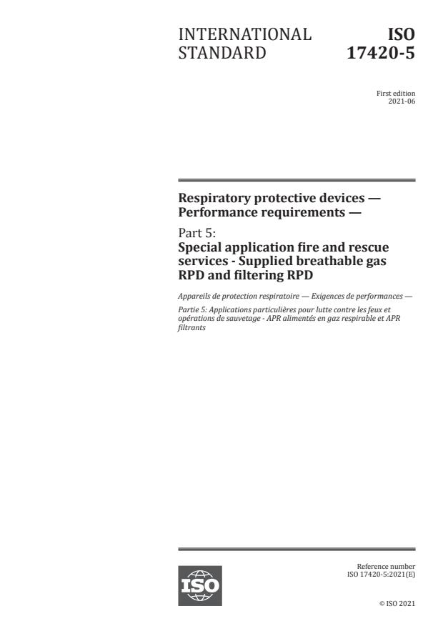 ISO 17420-5:2021 - Respiratory protective devices -- Performance requirements