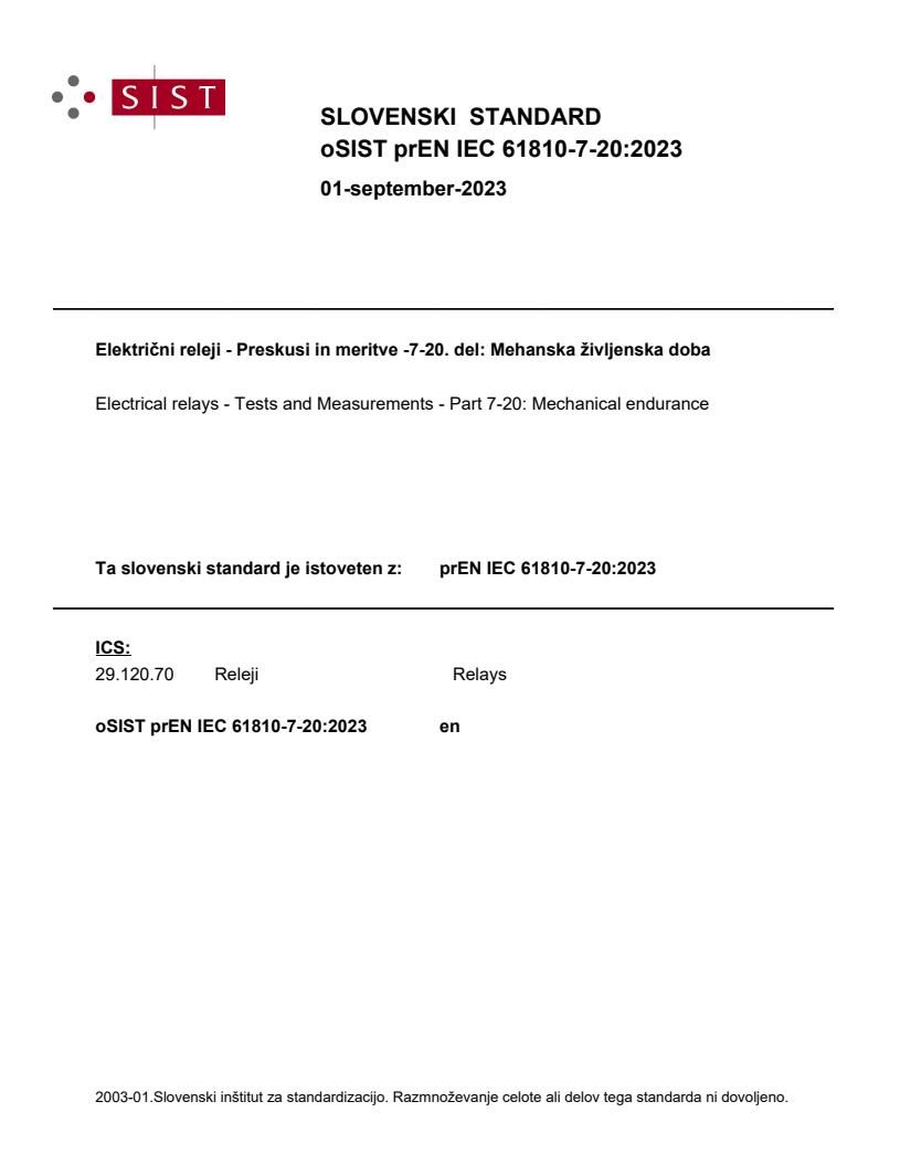 prEN IEC 61810-7-20:2023