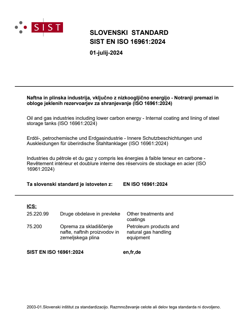 EN ISO 16961:2024 - BARVE