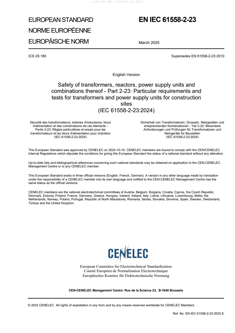 EN IEC 61558-2-23:2025