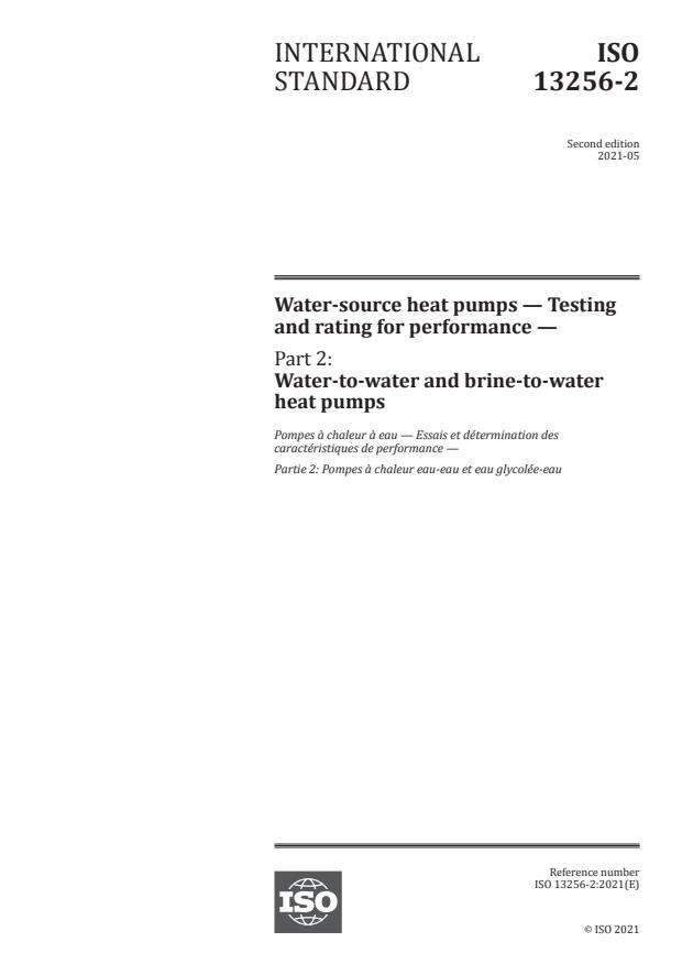ISO 13256-2:2021 - Water-source heat pumps -- Testing and rating for performance