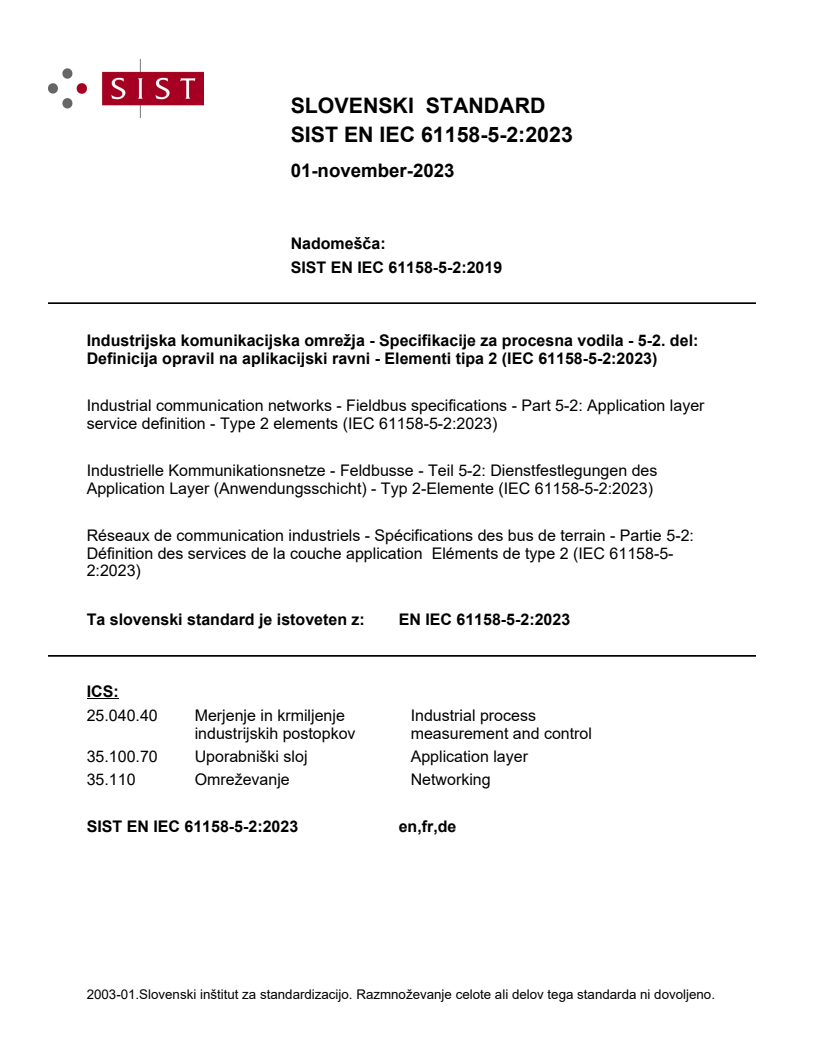 EN IEC 61158-5-2:2023