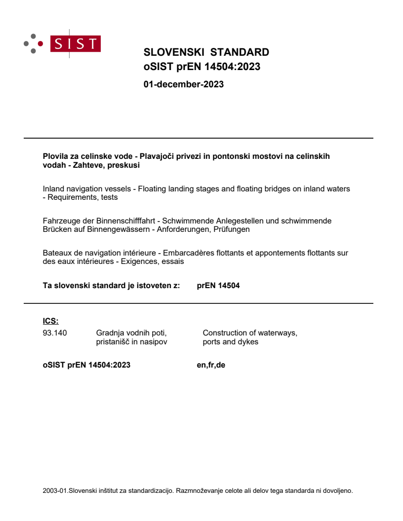 prEN 14504:2023