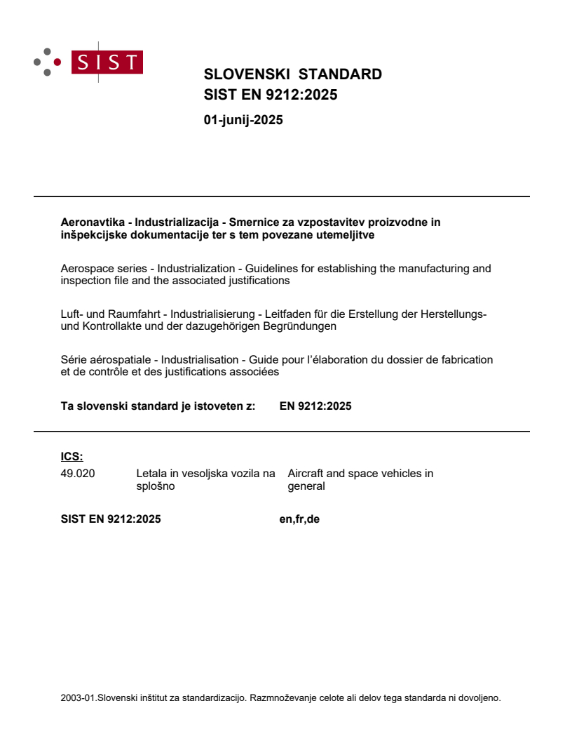 EN 9212:2025 - BARVE