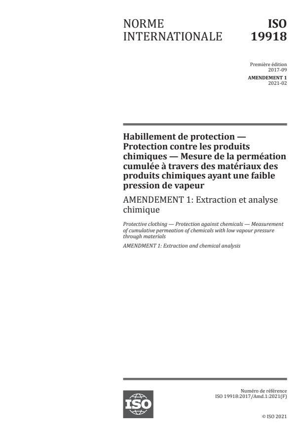 ISO 19918:2017/Amd 1:2021 - Extraction et analyse chimique