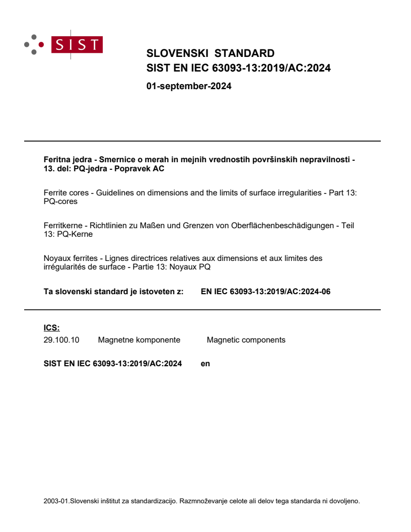 EN IEC 63093-13:2019/AC:2024