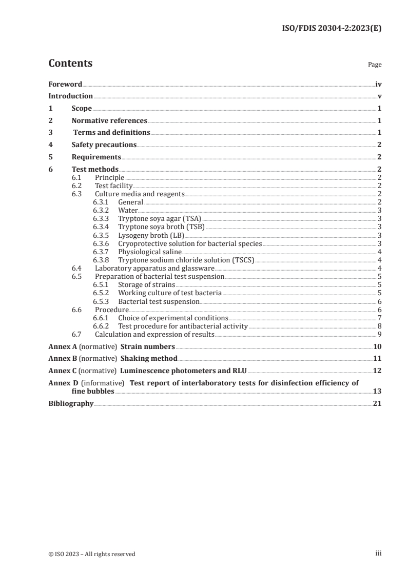 ISO/FDIS 20304-2 - Fine bubble technology — Water treatment applications — Part 2: Test methods using Escherichia coli as a test micro-organism
Released:8/22/2023