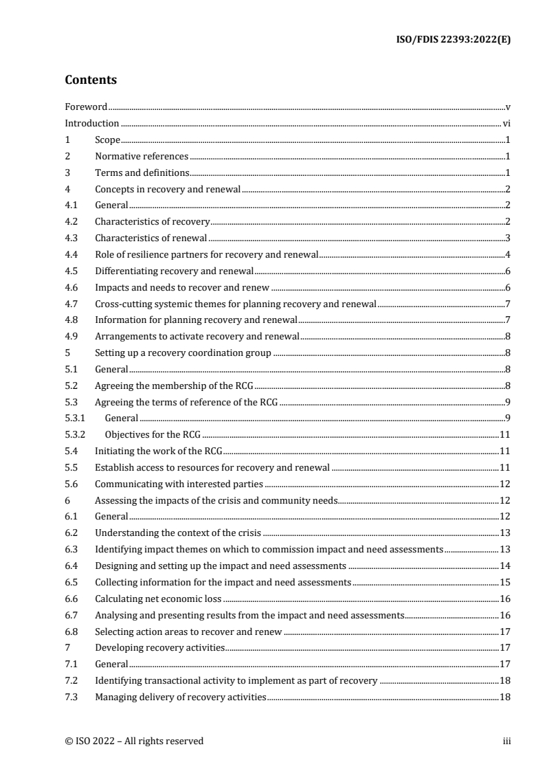 REDLINE ISO/FDIS 22393 - Security and resilience — Community resilience — Guidelines for planning recovery and renewal
Released:31. 10. 2022