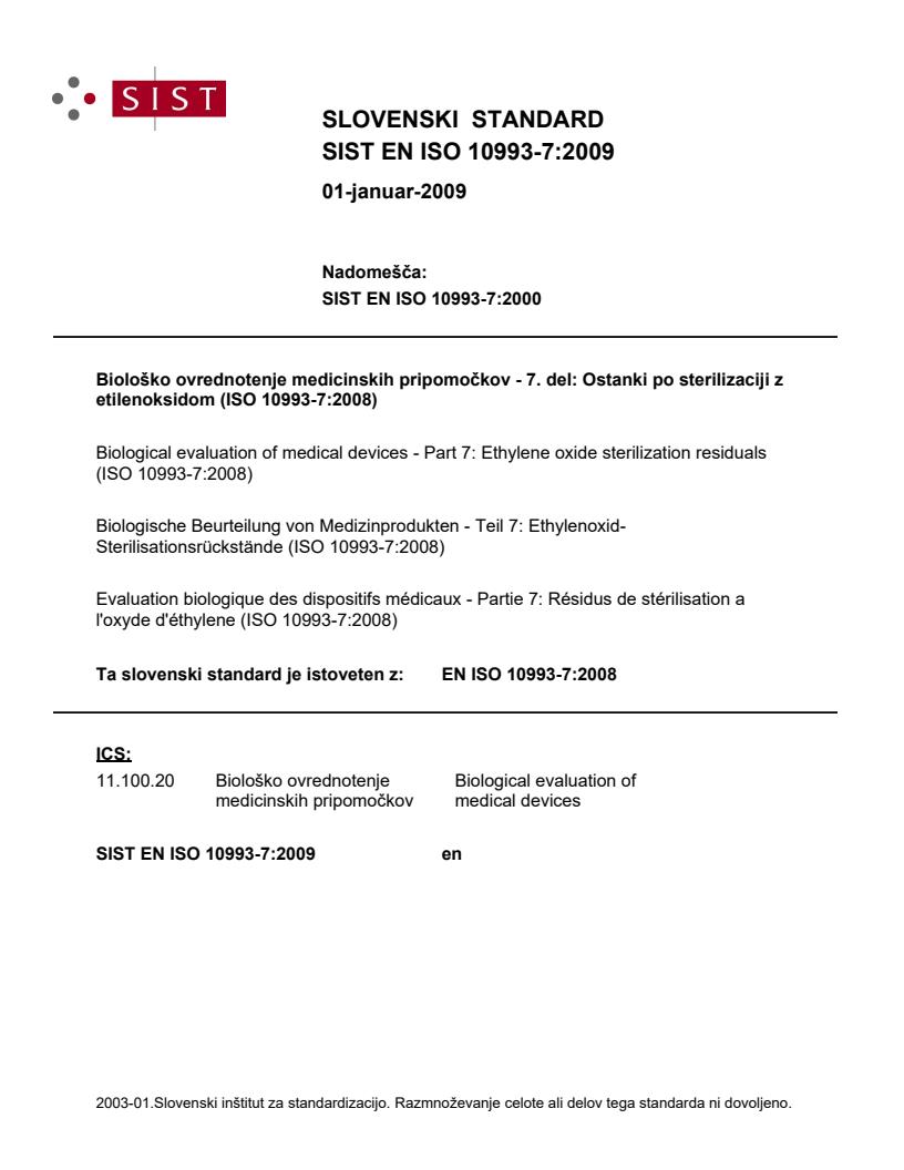 EN ISO 10993-7:2009